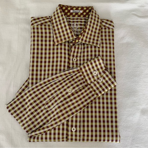 Bugatchi Men’s Shaped fit Checkered Button down shirt Small - Picture 1 of 11